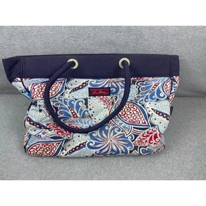 Vera Bradley Seaside Miller Tote Capri Blue Paisley Large Bag Purse Rope Handles - Picture 1 of 5