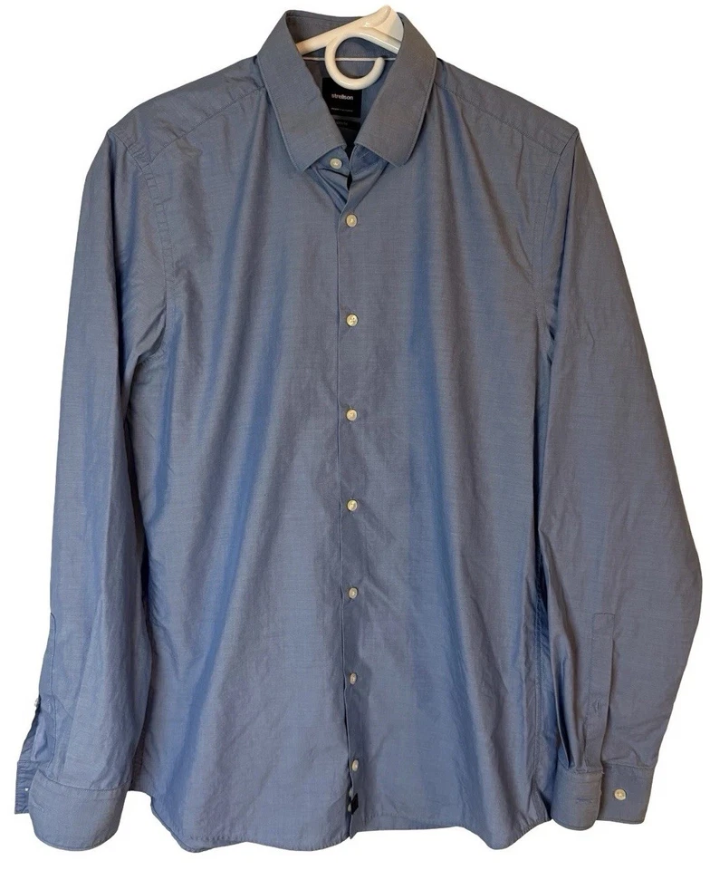 Camisa de Vestir Strellson Abotonada Para Hombre Talla 40 Calce Ajustado Elegante Azul Claro Genial Foto 1 de 4