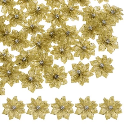 150-pack Satin Ribbon Flowers, 1.2 Inch Fabric Flowers for Crafts [Golden] Foto 1 de 4