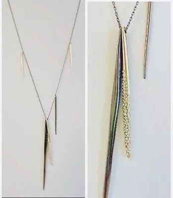 Collar Alexis Bittar Miss Havisham Cristal Incrustado Lanza Larga Oro/Punmetal Foto 1 de 4