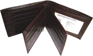 Cartera de hombre de cuero. Billetera 9 tarjeteros 3 ventanas de identificación totalmente nueva. - Imagen 1 de 12