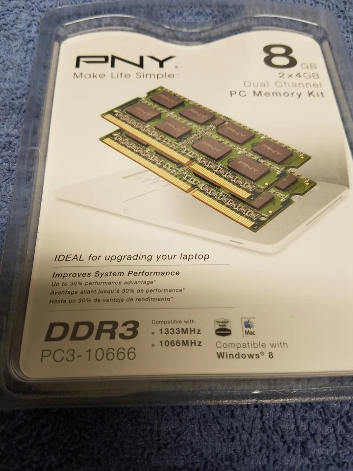 PNY 8GB 2x4GB Dual Channel PC Memory Kit DDR3 PC3-10666 - Image 1 of 4