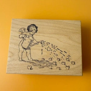 Cupid Showers of Love~Hearts~Garden~Rubber Stamp~ 3.25"X 2.5"~Stampa Rosa 181691 - Picture 1 of 7