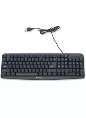 VERBATIM Slimline Corded USB Keyboard - Black NEW - Image 1 of 4