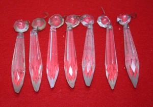 Crystal Prisms Lamp Lot of 7 - 3" Long 3.75" Long with Top Vintage - Picture 1 of 2