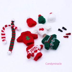 1SET Maßstab 1:12 Puppenhaus Miniatur Weihnachten Gestrickte Kleidung Urlaub - Picture 1 of 13