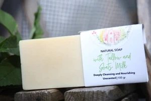 Pure Tallow Soap Bar with Goat's Milk/Handmade/100gr/Toxin free/Unscented/Gift - Picture 1 of 5
