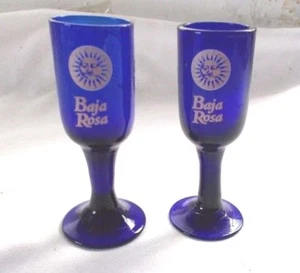 2 Baja Rosa Cobalt Blue Pedestal Shot Glasses - Picture 1 of 1