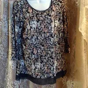 Simply Vera Gr. M marine rosa weiß geblümt Pullover 3/4 Arm leichtes Oberteil - Bild 1 von 10