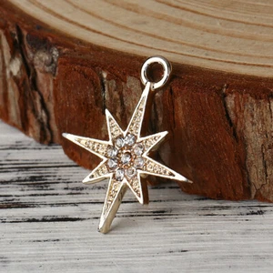 5 Stunning Gold Plated Galaxy Star Shaped Pendant with Clear Rhinestone Detail - Picture 1 of 2