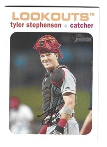 2020 TOPPS HERITAGE MINORS # 30 WHITE BORDER TYLER STEPHENSON REDS # 31/50