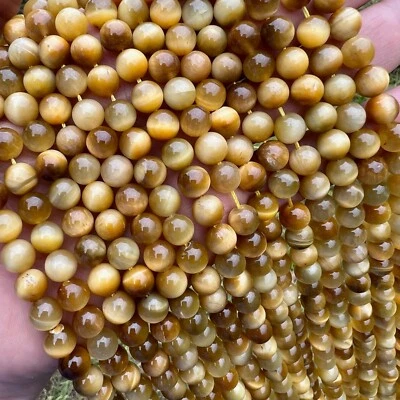 Echte Goldenes Tigerauge 4 6 8 10mm Perlen 38cm Strang Schmuckstein für DIY - Bild 1 von 4