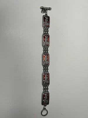 Pulsera Brighton Gloria Panel Flor Marcasita Esmalte Rojo Foto 1 de 4