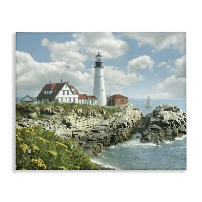 Stupell Industries Portland Head Lighthouse Scene Grassy Ocean Side Peninsula... - Image 1 of 4