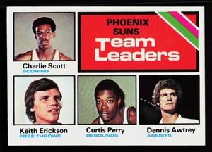 1975  Topps Phoenix Suns Team Leaders Scott / Erickson / Perry / Awtrey TL #130