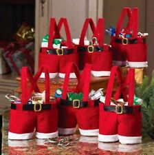 6 Christmas Candy Bag Santa Pants Gift with Handle Portable Baskets 7 L x 8.5 H