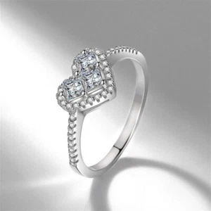 1ct Love Heart White Gold Filled Women's Engagement Party AAA Cz Ring Size 4-9.5 - Picture 1 of 6
