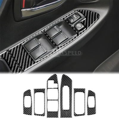 Black Carbon Fiber Door Window Lift Button Cover Fits Subaru Impreza STI 2002-04 - Image 1 of 4