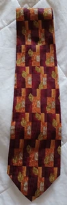 Corbata de seda italiana Ermenegildo Zegna granate naranja y verde - Imagen 1 de 13
