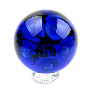Ron Hinkle's Dying Art Glassworks Paperweight Floral Cobalt Blue Made in W VA - Picture 1 of 5