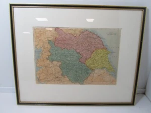Original J Batholemew 1889 Map Of Yorkshire Framed Encylopedia Brittanica - Picture 1 of 4