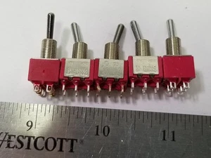 (5) CARLING ON-MOMENTARY MINI TOGGLE SWITCHES 250V 2A / 125V 5A 2M1 DP-2 - Picture 1 of 1