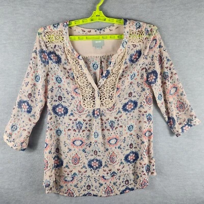Blusa Maeve Para Mujer Floral Boho Cuello en V Casa Crochet Babero Top 4 Anthropologie Foto 1 de 4