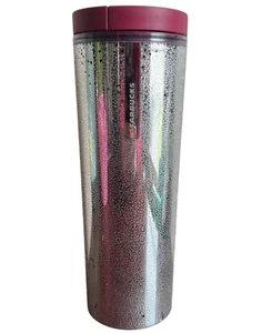 Vaso Starbucks 2013 metálico plata gota guijarro textura acero inoxidable - Imagen 1 de 7