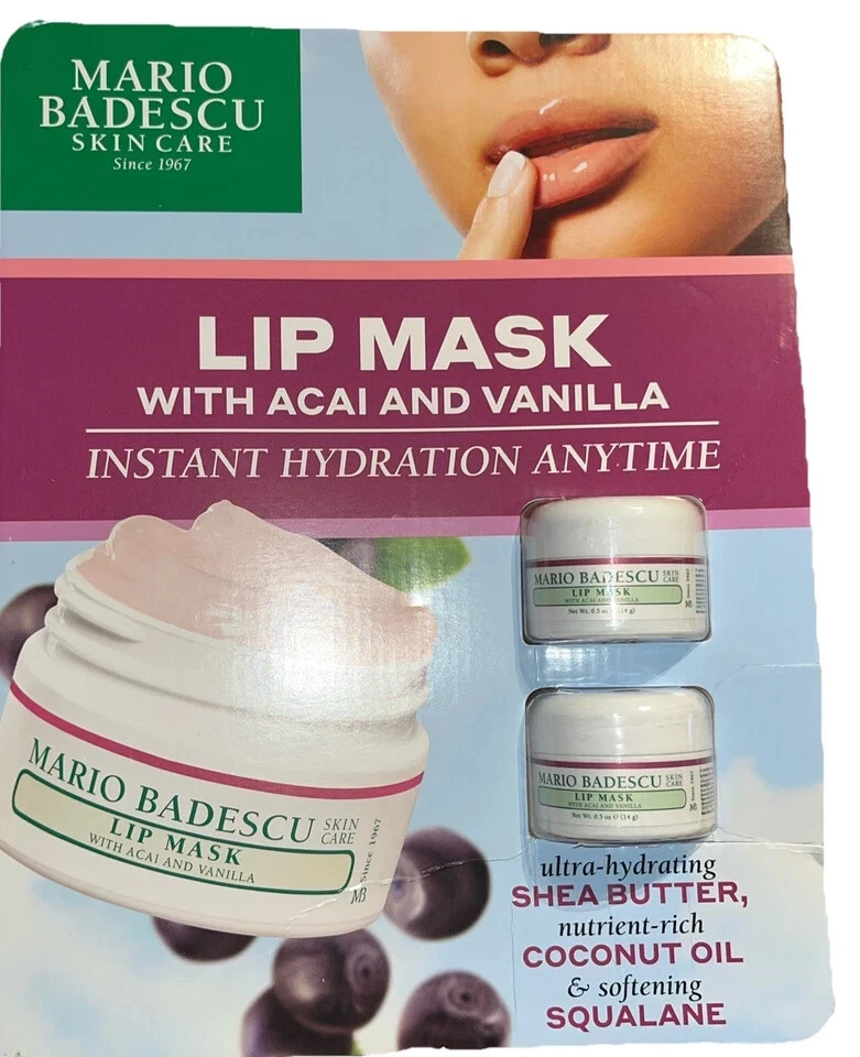 2- MARIO BADESCU~ Lip Mask With Acai and Vanilla Nourishing Leave-On - sealed - Image 1 of 1
