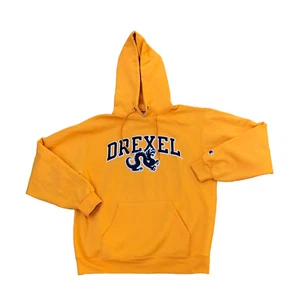 CHAMPION Drexel University Dragons Hoodie Sweatshirt MED Sweater Yellow Pullover - Picture 1 of 9