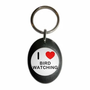 Bird Watching I Love Heart Plastic Oval Key Ring (43mm x 32.5mm) - Picture 1 of 10