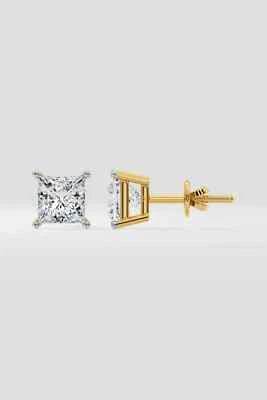 2.00CT Lab Grown Princess Cut Diamond Stud Earrings 14kt Solid White Gold - Image 1 of 4