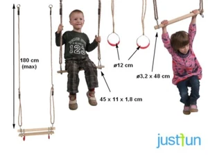 Trapez Turnringe Schaukel 3-Teilig Holzschaukelbrett Schaukel Spielturm Holz - Bild 1 von 5