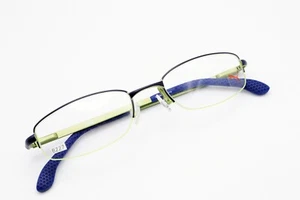 PUMA PU15447 NV Navy Blue/Green 51-19-140 Half Rim Frames Flex Hinges B227 - Picture 1 of 12