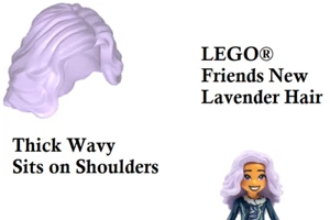 Lego Purple Hair Lavender THICK WAVY LONG Shoulder Legoî Mini Doll Head Hat - Picture 1 of 1