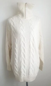 Strickkleid Creme Beige Oversized Strickpullover Unisex Troyer GR M/L 38-42 - Bild 1 von 7