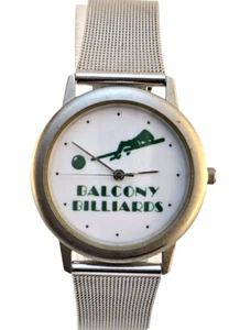Balcony Billiards Advertising Watch w Silver Tone Mesh Band and NEW BATT - Picture 1 of 9