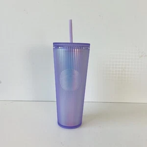 Starbucks Fall 2023 Lilac Iridescent Pleated Soft Touch Venti Tumbler 24oz NEW - Picture 1 of 6