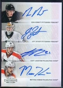 2013-14 Panini Contenders Fours Autographs #RK4 J.Zatkoff/B. Bennett/S. Laughton - Picture 1 of 2