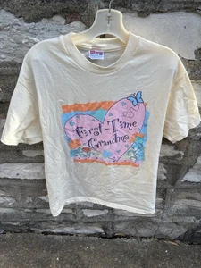 Vintage First Time Grandma T Shirt Pink Heart White Abbey Press 2000s - Size M - Picture 1 of 5