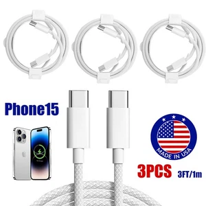 3Pcs USB-C to USB-C Fast Cable Charger Type C Cord For iPhone 15/15Pro/15Max - Picture 1 of 12
