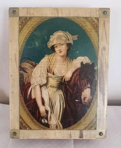 Vtg Wooden Wood Box BOOK The Beckhard GERMAN 6.5"x 9"x 2" HORSE & Maid ART - Picture 1 of 6