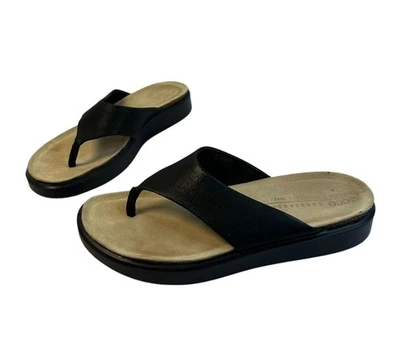 Sandalias de tanga Ecco Corksphere de cuero negro sin cordones zapatos cómodos talla 8 Foto 1 de 4