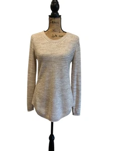 (F-189)Lety & Me Maglione Crema con Toppe ai Gomiti Marrone, Stitch Fix, Taglia S - Foto 1 di 7