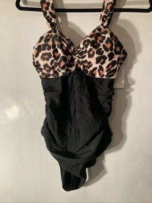 Traje de baño. Vimpunec para mujer. Mediano. Nuevo con etiquetas. Negro con estampado de guepardo en la parte superior (c12) Foto 1 de 4