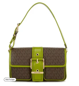 Neu mit Etikett Michael Kors Schultertasche Colby Medium Schnalle Kontrastbesatz wiesengrün - Bild 1 von 5