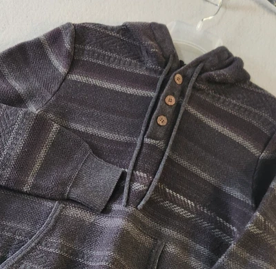 Faherty Sudadera con Capucha Suéter Para Hombres M Gris 1/4 Botón Henley Manga Larga Bolsillo Tejido Foto 1 de 4