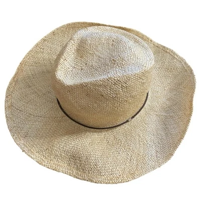 Sombrero de Paja Gladys Tamez Millinery Reid Panamá Natural Pequeña Banda de Cuero $315 Foto 1 de 4