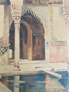 Belle Peinture 1900 Riad orientaliste orientalisme Maroc Maghreb Ancien Art XIXe - Imagen 1 de 9