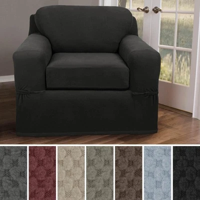 Maytex Stretch Pixel Chair 2 Piece Furniture / Slipcover Charcoal 42-43" wide,34 - Image 1 of 4